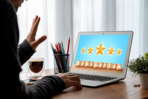 Customer satisfaction and evaluation analysis on modish software computer Stock Photos