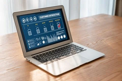 Customer satisfaction and evaluation analysis on modish software computer Stock Photos