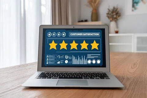 Customer satisfaction and evaluation analysis on modish software computer Stock Photos