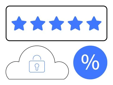 Customer satisfaction, data security, discounts, digital marketing, online sh Illustrazione stock