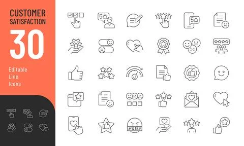 Customer Satisfaction Editable Icons set. Stock Illustration