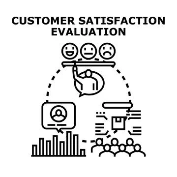 Customer satisfaction evaluation process measuring user experience feedback Stock Illustration