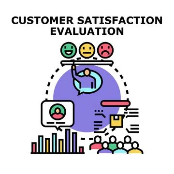 Customer satisfaction evaluation process measuring user experience feedback Stock Illustration