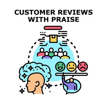 Customer satisfaction feedback concept with positive reviews Stock Illustration