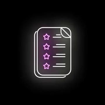 Customer satisfaction feedback form rating neon icon Stock Illustration