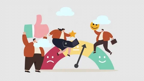 Customer Satisfaction Feedback Meter Animation for User Experience Rating Stock Footage 346027745