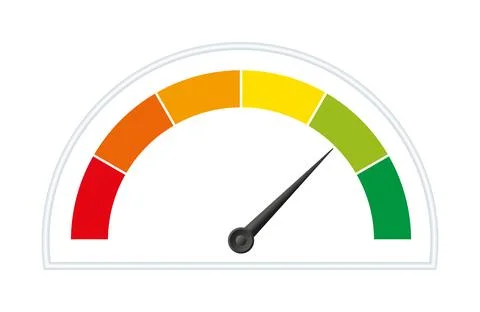 Customer satisfaction feedback meter, semi-circular gauge with rating scale Иллюстрация