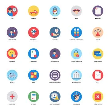 Customer Satisfaction Flat Rounded Icons Stock Illustration
