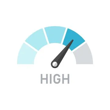Customer satisfaction high meter icon in flat style. Gauge level vector ill.. Stock Illustration