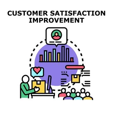 Customer satisfaction improvement strategy developing and analyzing metrics Stock Illustration