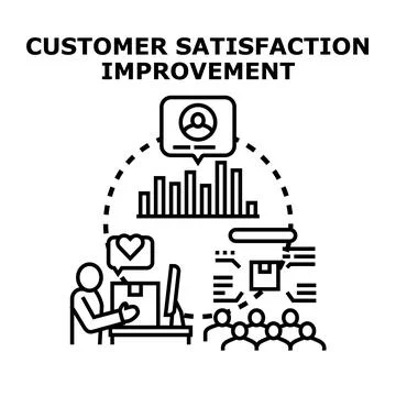 Customer satisfaction improvement strategy developing and analyzing metrics Stock Illustration