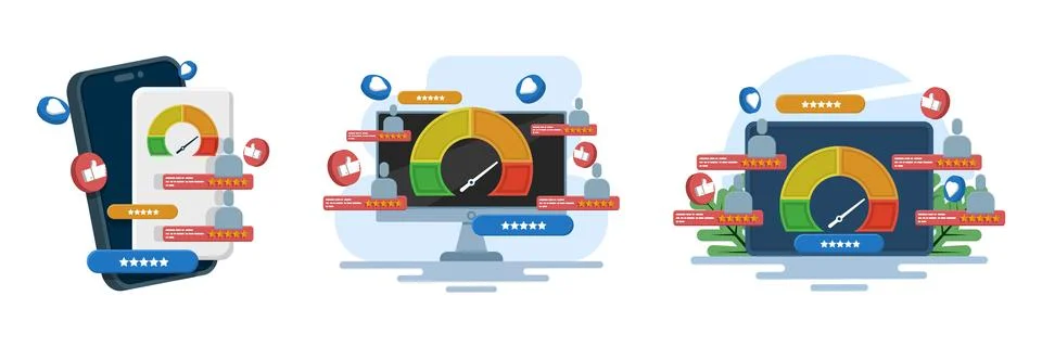 Customer satisfaction indicators for product and service quality Stock Illustration