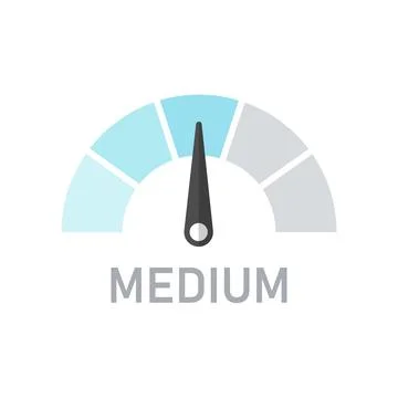 Customer satisfaction medium meter icon in flat style. Gauge level vector i.. Stock Illustration