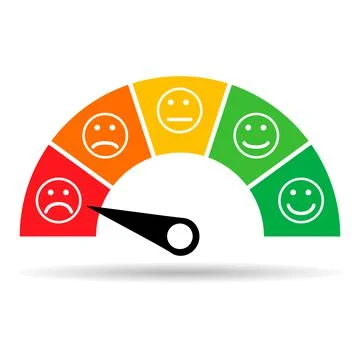Customer satisfaction meter shadow icon, graph rating measure business report Stock Illustration