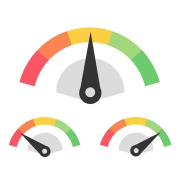 Customer Satisfaction Meter Speedometer Set. Vector Illustration Stock Illustration