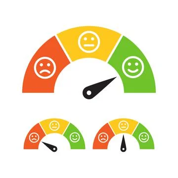 Customer satisfaction meter with three emoticons icon vector for graphic desi Stock Illustration