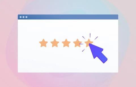 Customer Satisfaction Rating, Giving Five Star Feedback CSAT concept. Reviews Stock Illustration