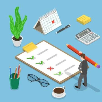 Customer satisfaction review isometric flat vector concept. Stock Illustration