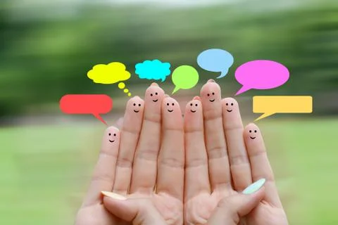 Customer satisfaction scale and testimonials concept with happy human fingers Stock-Fotos