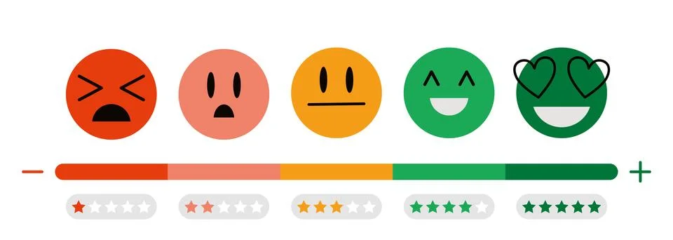 Customer satisfaction scale, Feedback concept, cartoon style. Includes such.. Stock Illustration