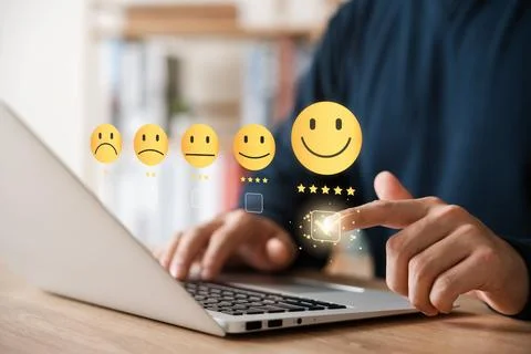 Customer Satisfaction Survey concept, 5-star satisfaction, service experien.. Stock Photos