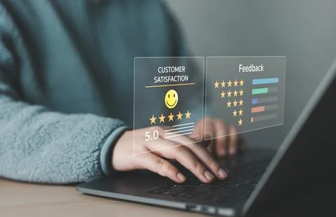 Customer satisfaction survey concept. User feedback and review satisfaction. Stock Photos