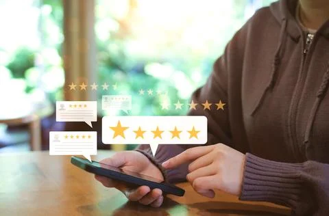 Customer satisfaction survey concept. User feedback and review satisfaction. Foto stock