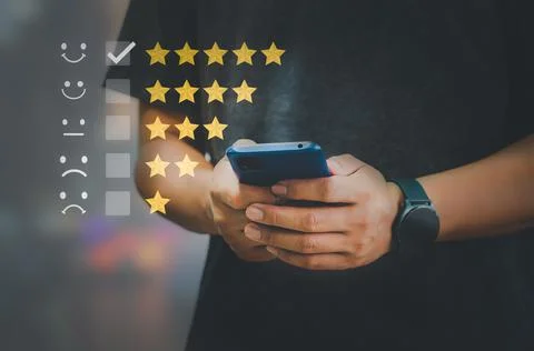 Customer Satisfaction Survey Concept Users rate the service experience on the Stock Photos