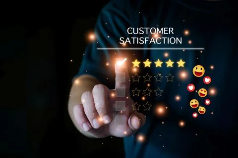 Customer satisfaction survey. Customer Satisfaction Rating, Smiley Emoji, Hap Stock Photos