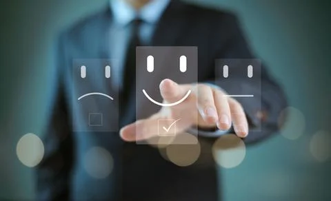 Customer Satisfaction Survey feedback concept. 5-star rate satisfaction revie Stock Photos