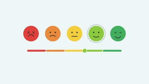 Customer satisfaction survey with five emoji faces Видео 342598003