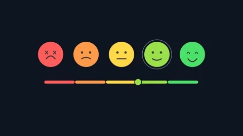 Customer satisfaction survey with five emoji faces Video stock 342598047