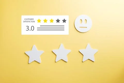 Customer satisfaction three star feedback shows neutral review for service .. Stock Photos