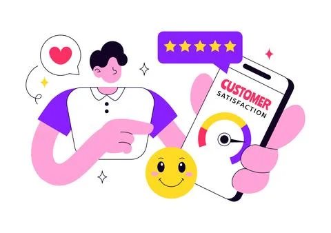 Customer Satisfaction Vector Illustration Featuring Customer Feedback, Five.. イラスト素材