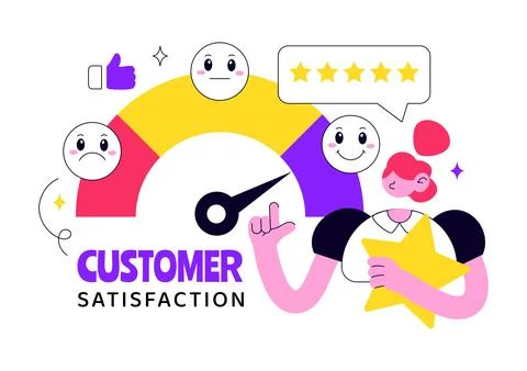 Customer Satisfaction Vector Illustration Featuring Customer Feedback, Five.. イラスト素材