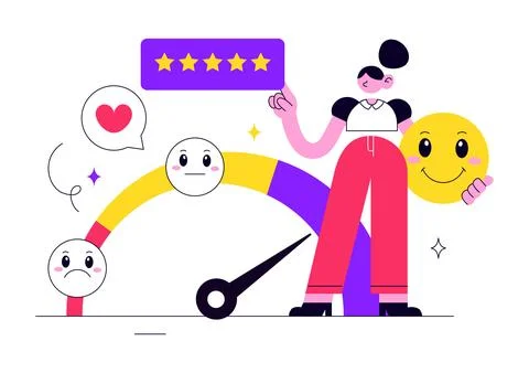 Customer Satisfaction Vector Illustration Featuring Customer Feedback, Five.. イラスト素材