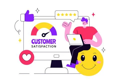 Customer Satisfaction Vector Illustration Featuring Customer Feedback, Five.. イラスト素材