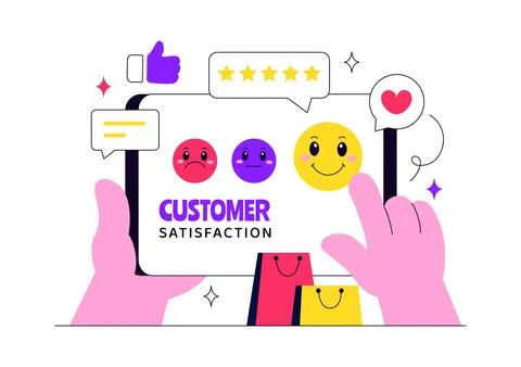 Customer Satisfaction Vector Illustration Featuring Customer Feedback, Five.. イラスト素材