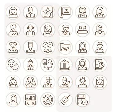 Customer Scalable Vector Set featuring 35 Detail Enhanced Regular Line 64x6.. Stock Illustration