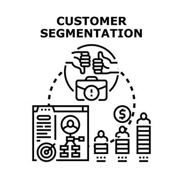 Customer segmentation analyzing user data for marketing strategy Stock Illustration