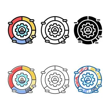 Customer segmentation business process color variations icon vector Illustrazione stock