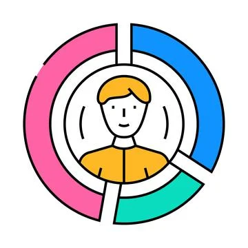 Customer segmentation business process icon color illustration 스톡 일러스트