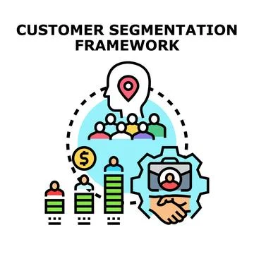 Customer segmentation framework for market analysis Stock Illustration
