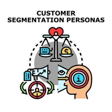 Customer segmentation personas developing marketing strategy Stock Illustration