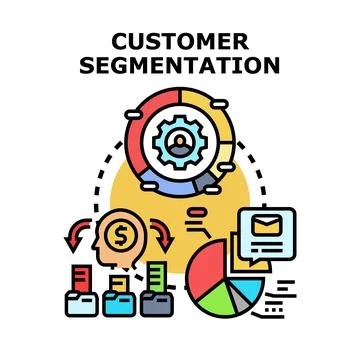 Customer segmentation process for marketing strategy analytics Illustrazione stock