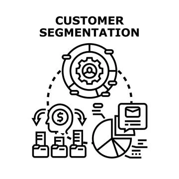 Customer segmentation process for marketing strategy analytics Stock Illustration