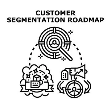 Customer segmentation roadmap process analyzing target audience Stock Illustration