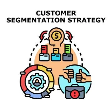 Customer segmentation strategy analyzing audience and marketing segments Stock Illustration