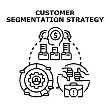 Customer segmentation strategy analyzing audience and marketing segments Stock Illustration