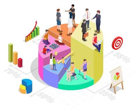 Customer segmentation, target audience analysis, vector isometric illustration Stock Illustration